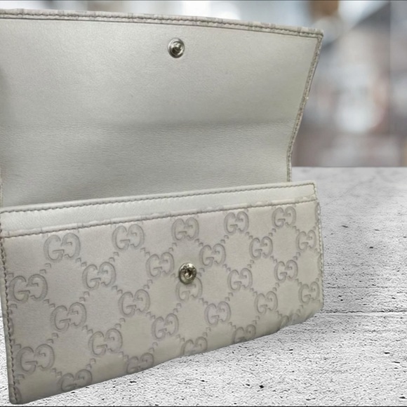 Gucci Guccissima Long Wallet Ivory Leather Interlocking Lovely Monogram - Picture 5 of 10